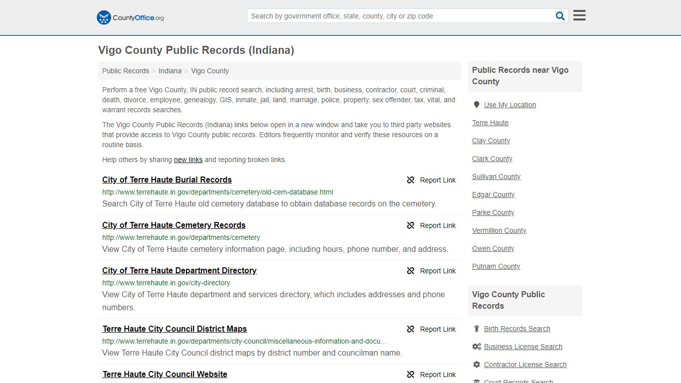 Public Records - Vigo County, IN (Business, Criminal, GIS ...