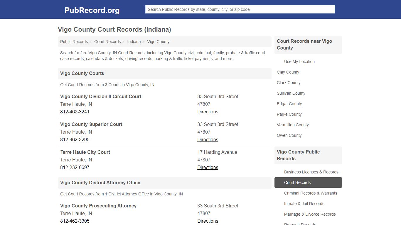 Vigo County Court Records (Indiana) - Public Record